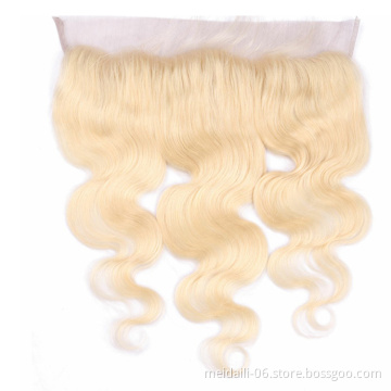 color 613 blond body wave hair virgin remy Indian hair 13*4 lace frontal